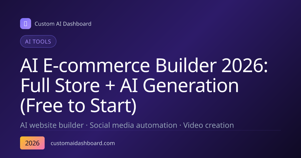 AI E-commerce Builder 2026: Full Store + AI Generation (Free to Start)