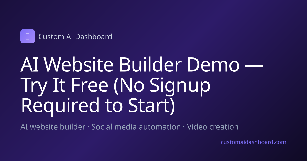 AI Website Builder Demo — Try It Free (No Signup Required to Start)