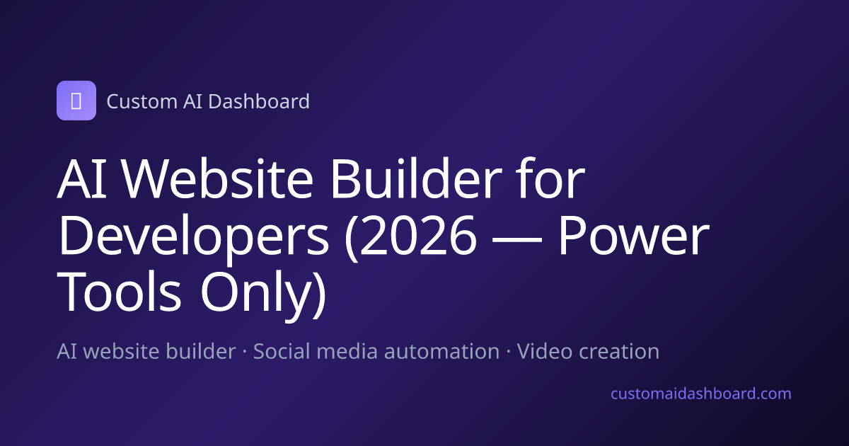AI Website Builder for Developers (2026 — Power Tools Only)