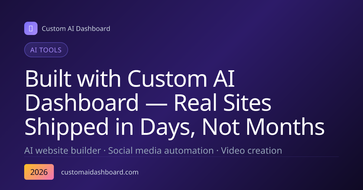 Built with Custom AI Dashboard — Real Sites Shipped in Days, Not Months
