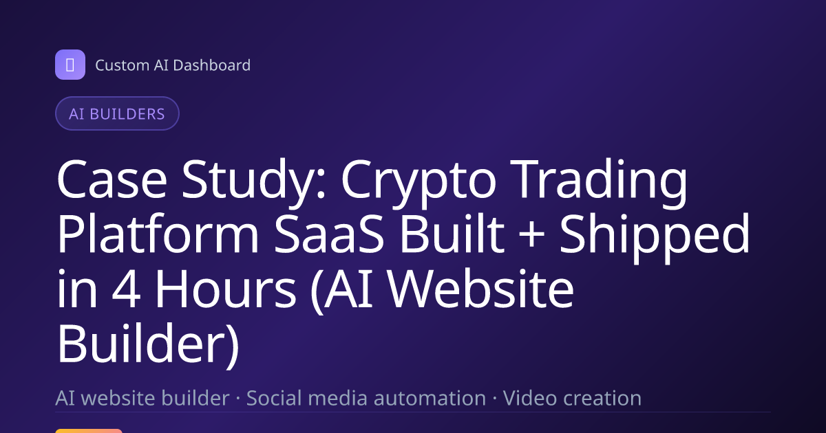 Case Study: Crypto Trading Platform SaaS Built + Shipped in 4 Hours (AI Website Builder)