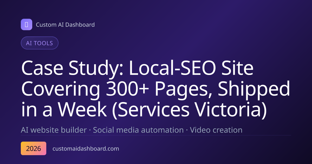 Case Study: Local-SEO Site Covering 300+ Pages, Shipped in a Week (Services Victoria)